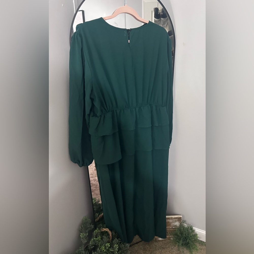 Elegant Green Ruffle Dress - Picture 7 of 9